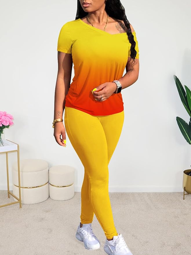 Lounge Sets for Women 2 Piece Summer Casual Jogger Workout Outfits Short Tops Long Pant Sweat suit leggings set