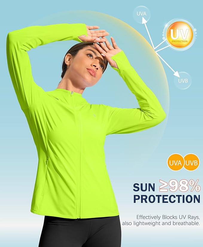 Soothfeel Women's UPF 50+ Sun Protection Hoodie Jacket Lightweight Long Sleeve Sun Shirt for Women with Pocket Hiking Outdoor