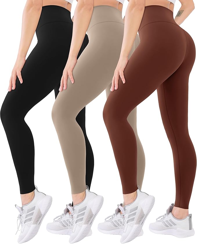 Blisset 3 Pack High Waisted Leggings for Women with Pockets Soft Active Tummy Control Pants for Yoga Running & Daily Wear