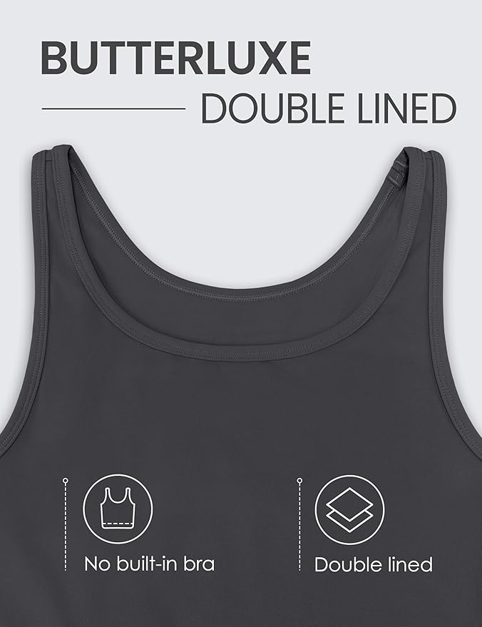 CRZ YOGA Butterluxe Double Lined Tank Tops for Women - Workout Casual Scoop Neck Racerback Crop Sleeveless Shirt