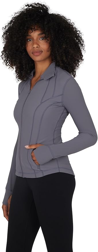 90 Degree By Reflex Full Zip Running Track Jacket Lightweight Athletic Slim Fit Jacket with Thumbholes