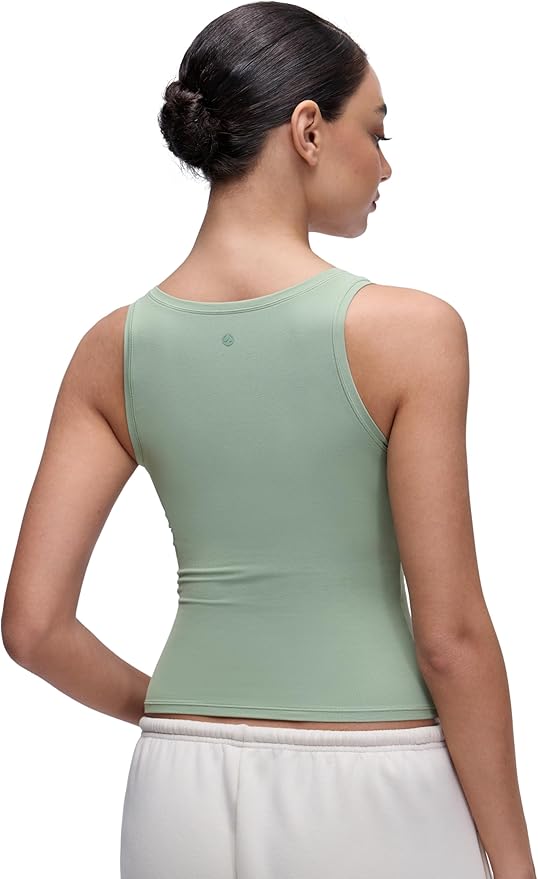 CRZ YOGA Softembrace Scoop Neck Tank Tops for Women - Casual Going Out Soft Double Lined Crop Basic Sleeveless Shirts