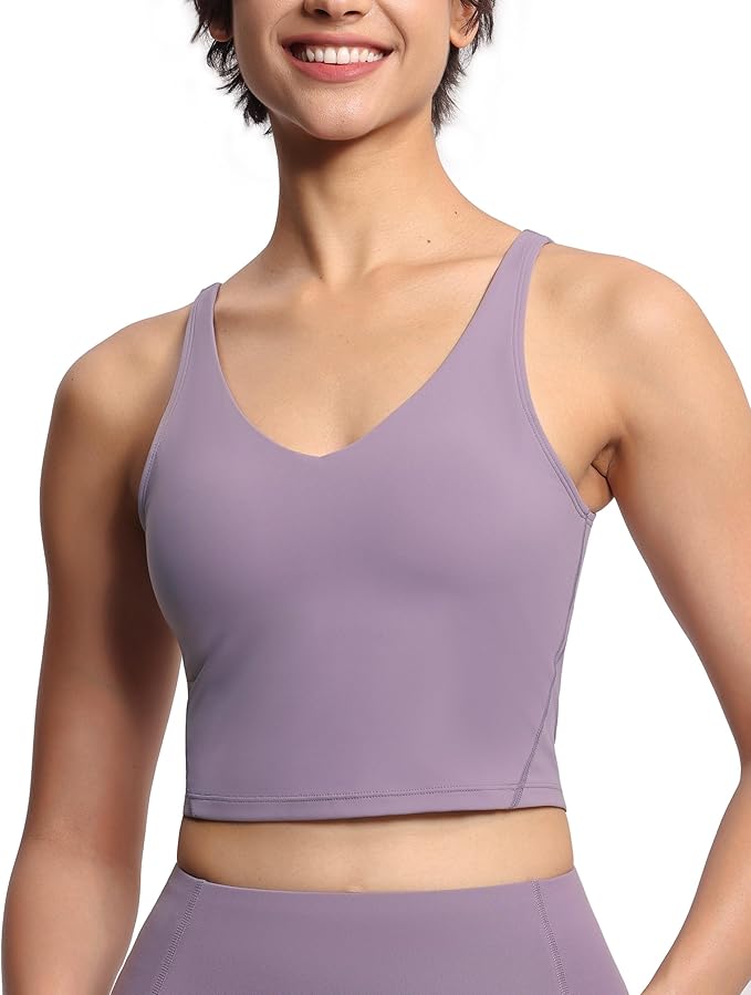 THE GYM PEOPLE Womens' Sports Bra Longline Wirefree Padded with Medium Support