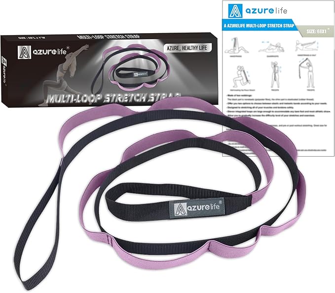 Premium Durable Stretch Straps with Loops, Stretching Strap for Physical Therapy, Multi-Loop Yoga Strap Fitness Exercise Strap for Yoga, Pilates, Dance, Flexibility&Exercise
