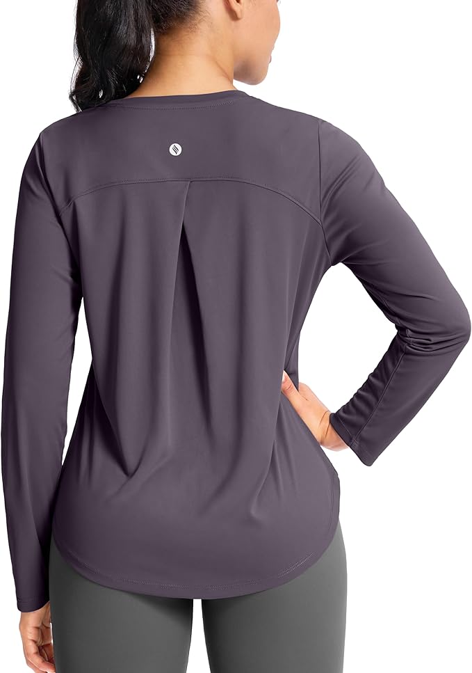 SANTINY Lightweight Long Sleeve Workout Tops for Women Breathable Gym Yoga Athletic Running Hiking Top UPF 50+ Sun Shirts