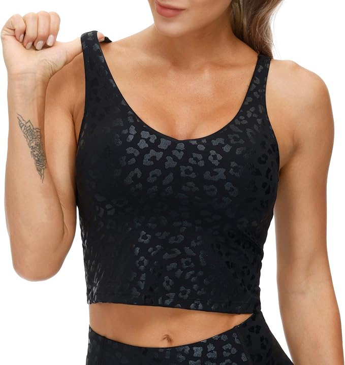THE GYM PEOPLE Womens' Sports Bra Longline Wirefree Padded with Medium Support