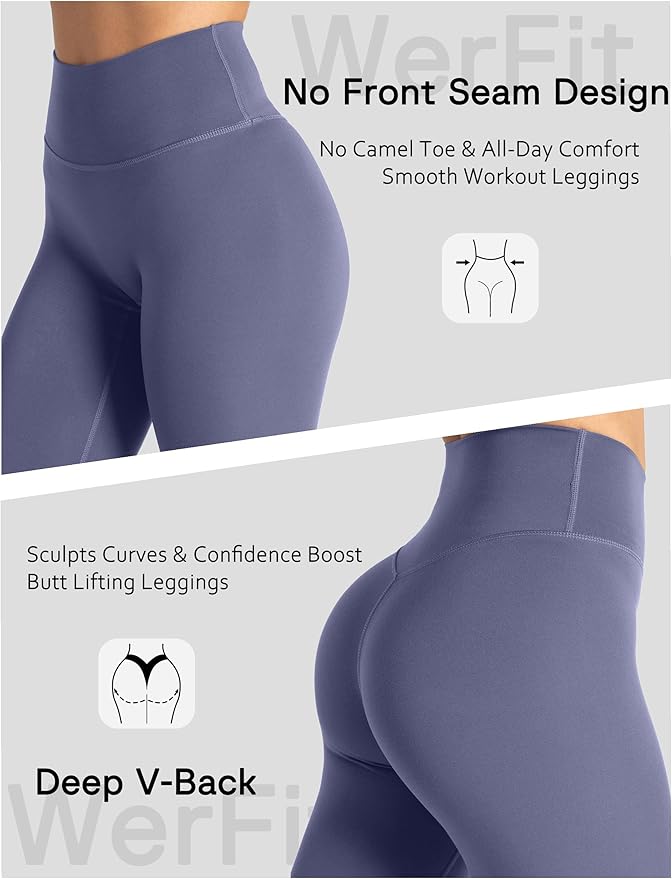 Unthewe Naked-Feel No Front Seam Leggings for Women - High Waisted Buttery Soft Workout Yoga Pants 25"