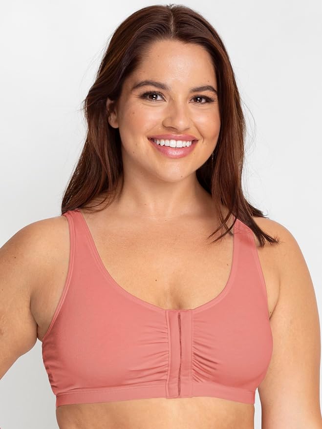 Fruit of the Loom Women's 96014PK Comfort Cotton Blend Front Close Sports Bra 2 Pack