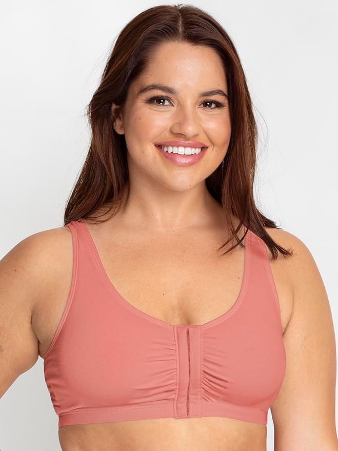 Fruit of the Loom Women's 96014PK Comfort Cotton Blend Front Close Sports Bra 2 Pack