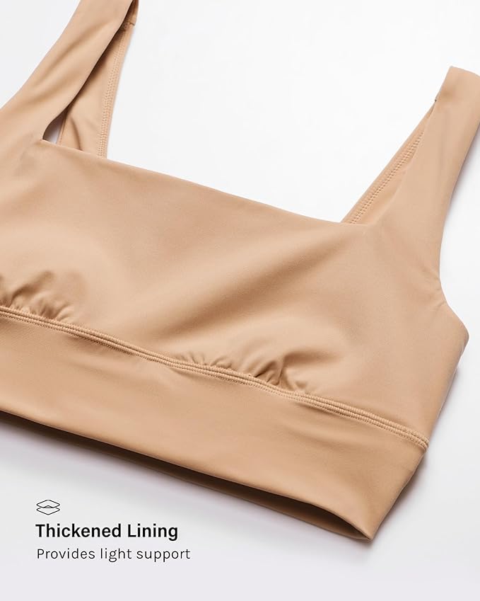 INLYRIC Women's Inbarely Outwear Longline Square Neck Bralette Supportive Unlined No Underwire Yoga Sports Bra