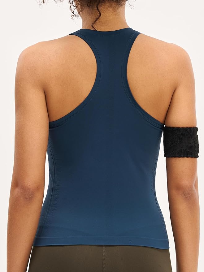 MCEDAR Women Seamless High Neck Workout Tank Tops Racerback Breathable Athletic Tops Slim Fit Running Tops