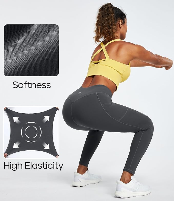 Heathyoga Leggings with Pockets for Women Tummy Control High Waisted Yoga Pants with Pockets for Women Workout Leggings