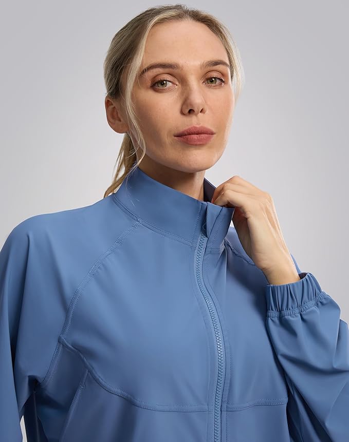Soothfeel Women's Athletic workout Jacket Lightweight UPF 50+ Long Sleeve Sun Protection Shirts Zip Up Cropped Hiking Tops