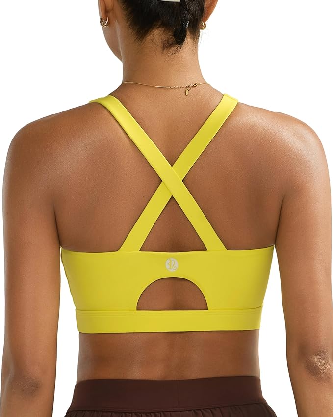 RUNNING GIRL Sports Bra for Women High Support,Molded Cup Strappy Running Sports Bras with Sewn in Pads