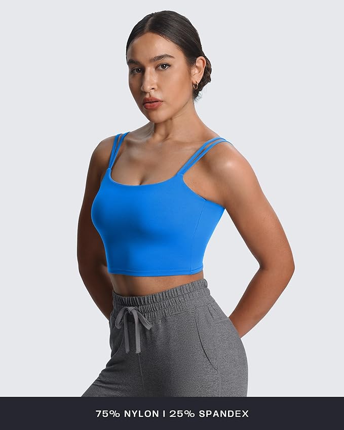 Aoxjox Women's Workout Sports Bras Fitness Yoga Crop Tank Metamorph Twist Back Cami