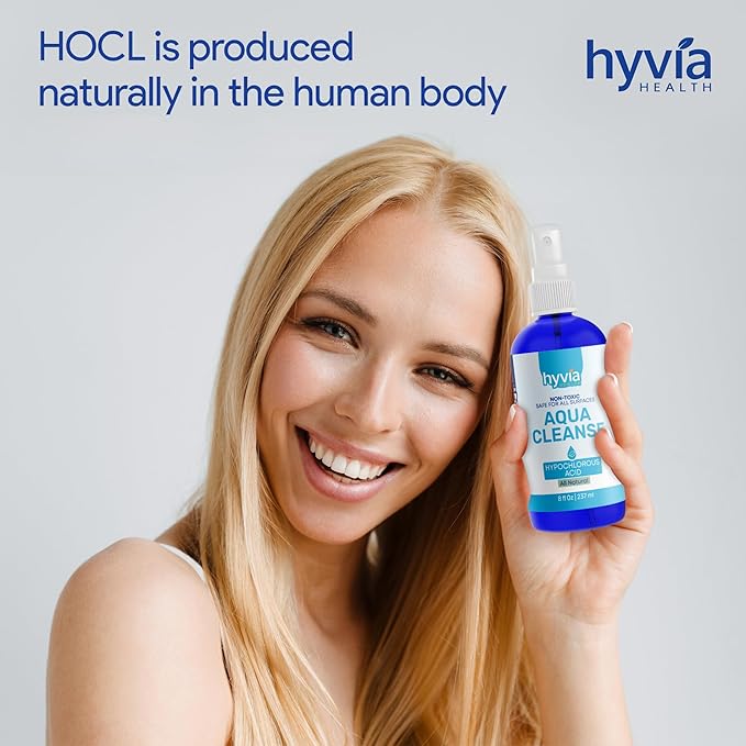 AquaCleanse Hypochlorous Acid Spray - All-Purpose Cleaner with HOCL, All-Natural Surface Cleaning Solution - Safe For Kids, Pets, & Daily Use | Clear Spray Made In USA | 8fl oz