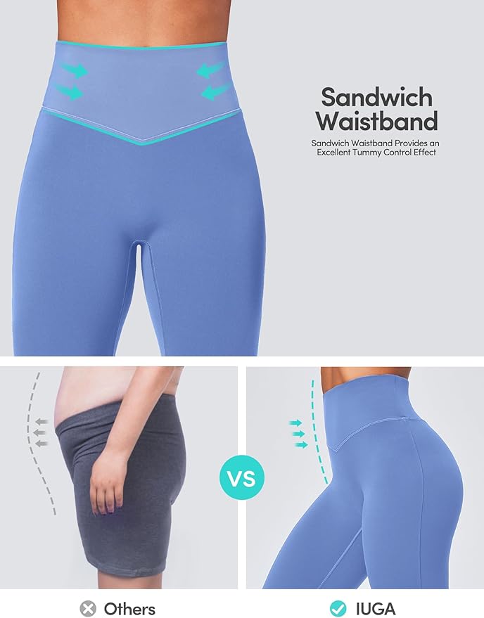 IUGA Flare Leggings for Women Tummy Control Flared Leggings No Front Seam Yoga Pants Women High Waisted Workout Bell Bottoms