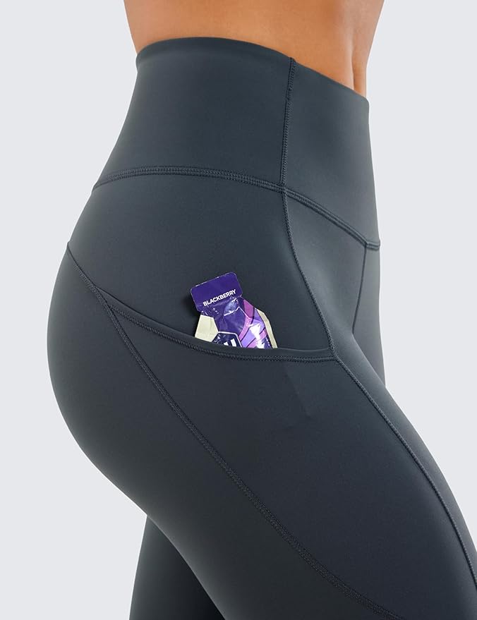CRZ YOGA Naked Feeling Workout Leggings Pockets 25'' - High Waisted Womens Yoga Pants Running Tights