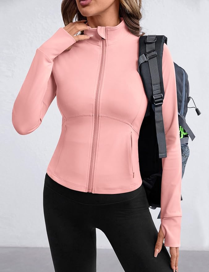 Avoogue Women Lightweight Active Jacket Full Zip Workout Running Yoga Athletic Outerwear with Pockets