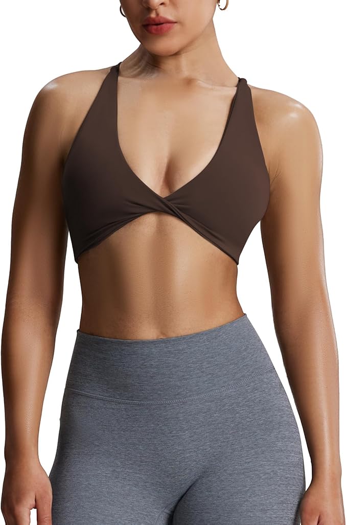 Aoxjox Women's Workout Sports Bras Fitness Metamorph Sienna Twist Bra Yoga Crop Tank