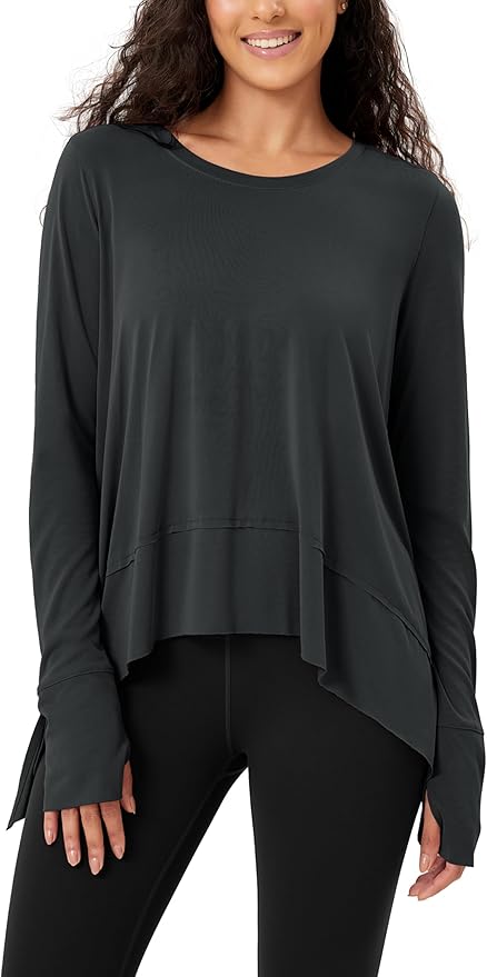 ODODOS Women's Modal Soft Long Sleeve Tee with Thumb Hole Athletic Gym Workout Tops Yoga Shirts