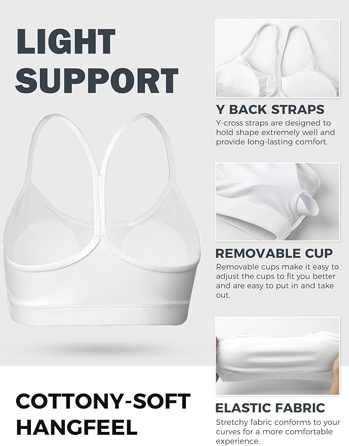 Buauty Sports Bra for Women, Y Back Light Support Workout Bra with Removable Pads for Yoga Pilates Gym