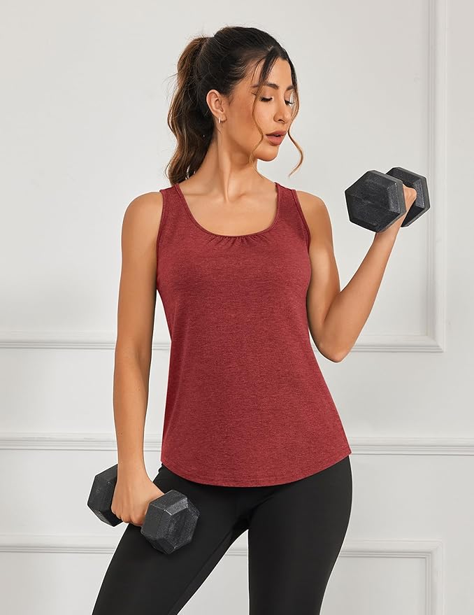 PINSPARK Workout Tops for Women Racerback Tank Tops Sleeveless Athletic Running Shirts Lightweight Yoga Gym Tank,2 Pack S-3XL
