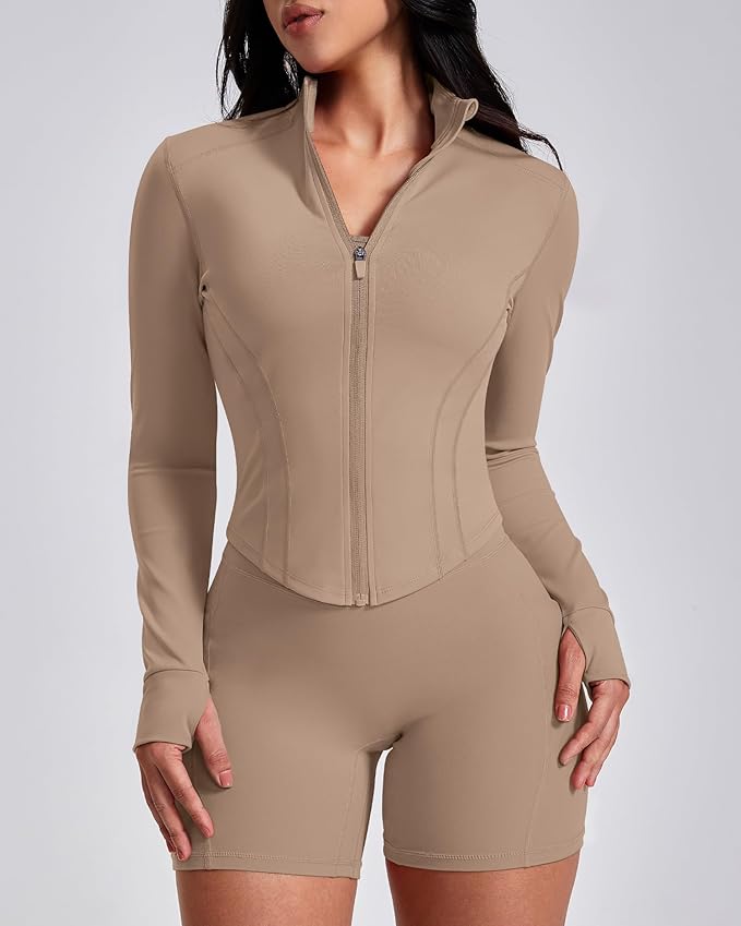 GYM RAINBOW Workout Jackets for Woman Lightweight Athletic Full Zip Running Jacket BBL Cropped Jackets Slim With Thumb Holes
