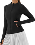 Women Jacket Full Zip UP Workout Athletic Cropped Jacket wIth Thumb Holes Running Yoga Sportswear