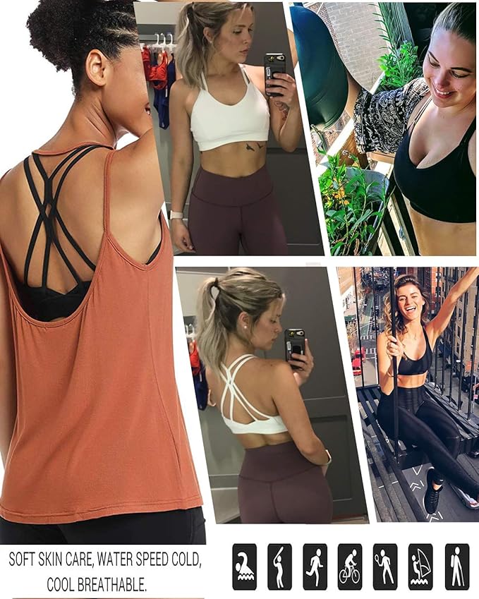 RUNNING GIRL Sports Bras for Women,Strappy Crisscross Back Padded Low Impact Running Sports Bra with Removable Cups