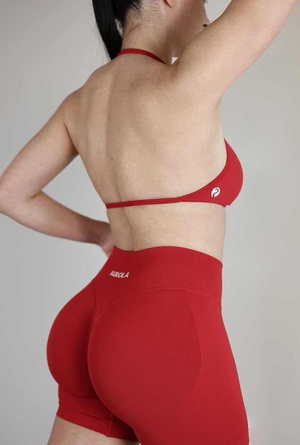 AUROLA Influence Strappy Bra Sports Bras for Women, Backless Padded Impact Strappy Bra Workout Gym Yoga with Removable Cups