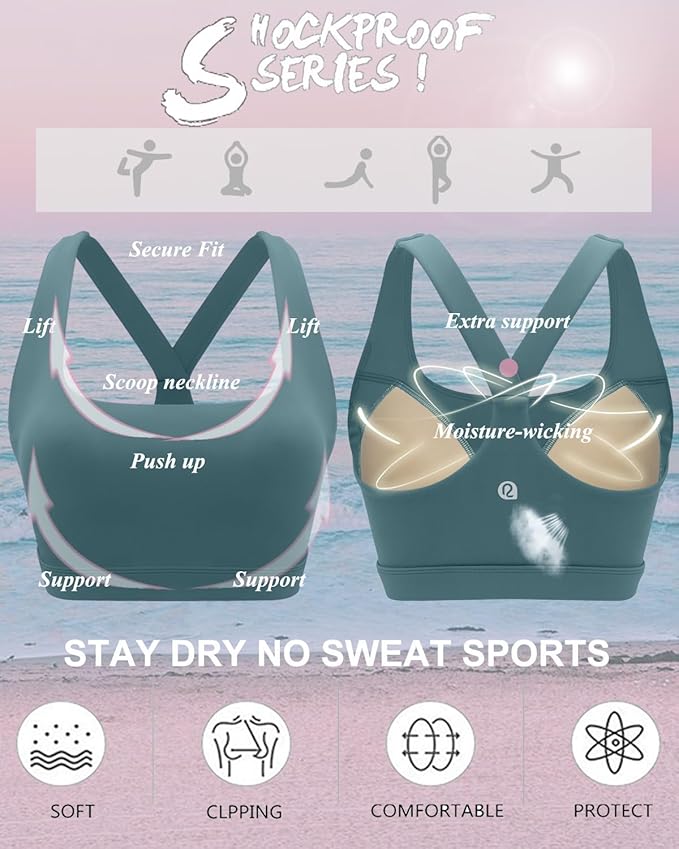 RUNNING GIRL Sports Bras for Women, Molded Cup High Impact Sports Bra Workout Bras for Women High Support Racerback