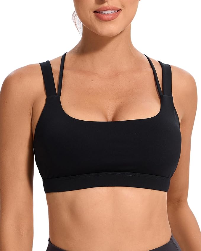 RUNNING GIRL Sports Bras for Women,Padded Strappy Sports Bras Criss-Cross Back Medium Support Sports Bras with Removable Cups
