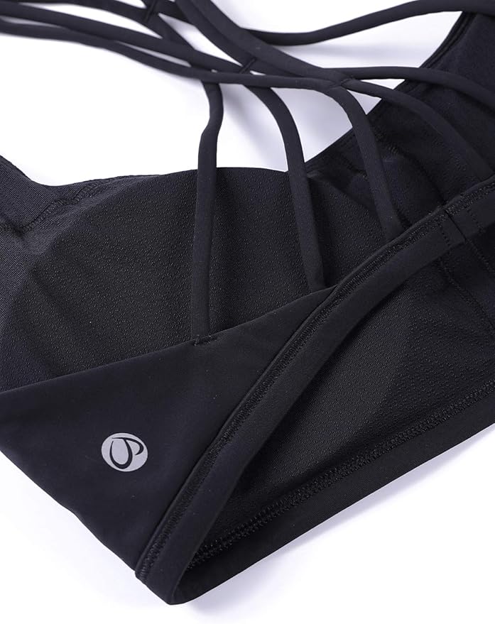 CRZ YOGA Womens Naked Feeling Criss Cross Sports Bra - Strappy Back Padded Medium Support Wireless Gym Cami Workout Yoga
