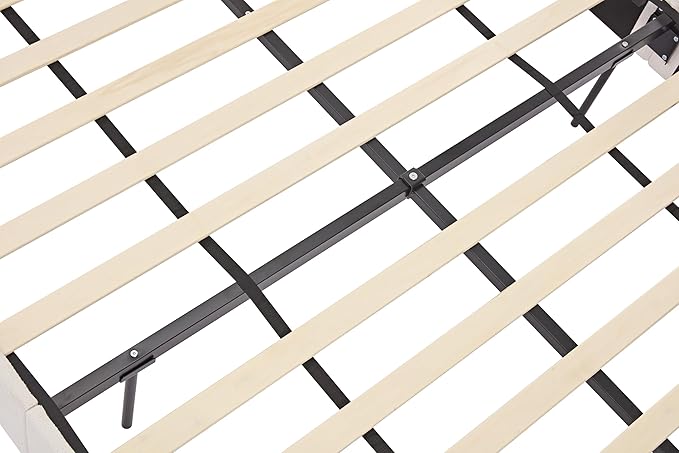 California King Size Upholstered Bed Frame, 54" Tall Headboard Wingback Platform Bed Frames, Elegant Simplicity/Strong Wood Slats Support/No Box Spring Needed/No Noise, Cream White Chenille