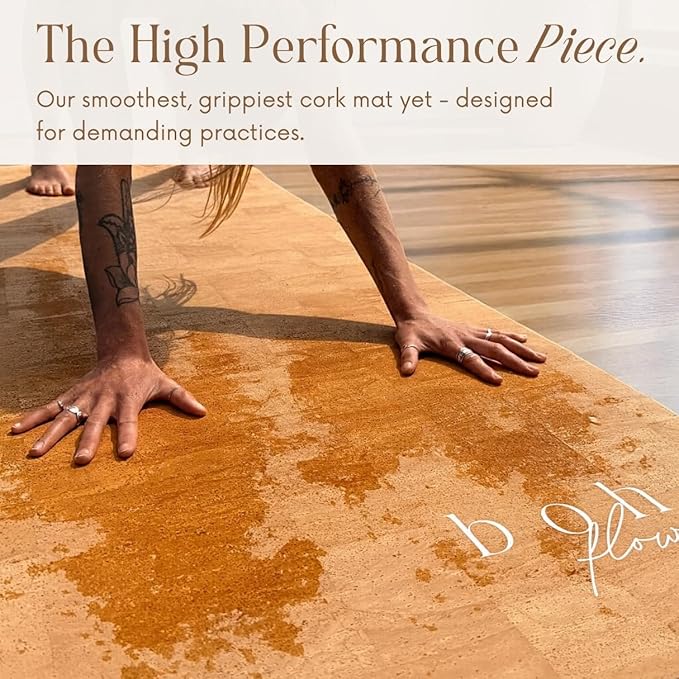 Deluxe Cork Yoga Mat – Gold, Coffee or Vegan Leather Cork Surface & Natural Rubber Base – Premium Natural & Eco Friendly Materials – Includes Signature Handmade Boho Bag