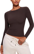 CRZ YOGA Softembrace Crewneck Long Sleeve Shirts for Women - Casual Going Out Tops Soft Basic Fitted Tight Fall T-Shirts