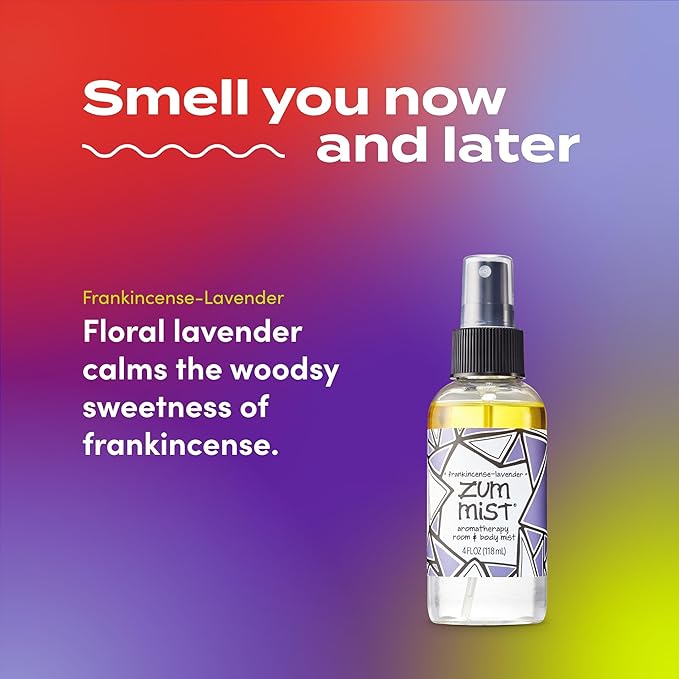 Indigo Wild Zum Mist Room & Body Spray - Aromatherapy Essential Oil Spray - Natural Body Mist & Room Spray - Frankincense-Lavender Scent - 4 fl oz