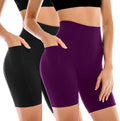 Leafigure 2 Pack Womens Biker Shorts with Pockets, High Waisted Yoga Shorts for Women Running Gym and Workout