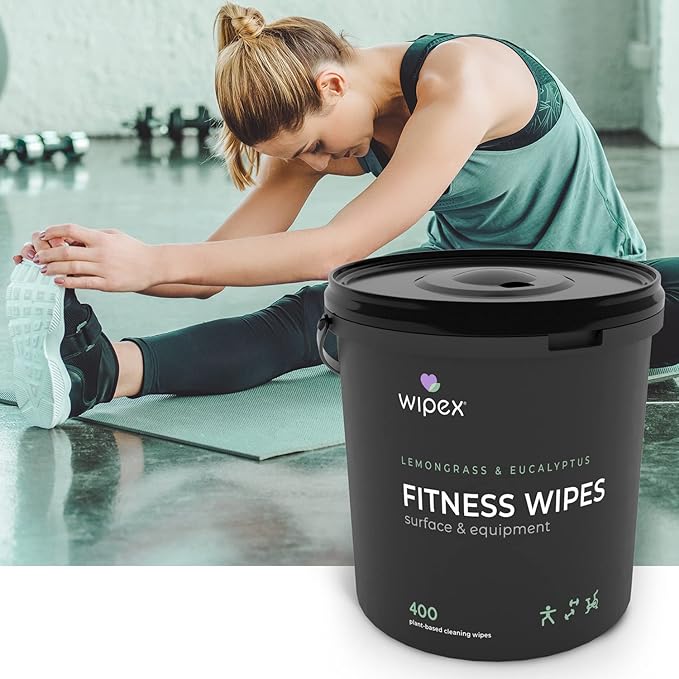 Wipex Gym Wipes for Equipment Bundle - Get 2 Buckets (1) Lavender & (1) Lemongrass Plant-Based Fitness Equipment Wipes, Clean Surfaces & Mats, Safe Gym Cleaner & Peloton Wipes, 400 Ct (Pack of 2)