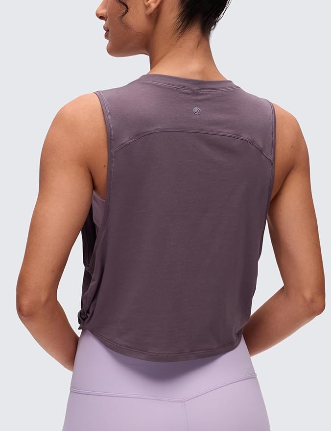 CRZ YOGA Pima Cotton Large Armhole Tank Tops for Women - Workout Sport Athletic Yoga Running Gym Loose Crop Sleeveless Shirts