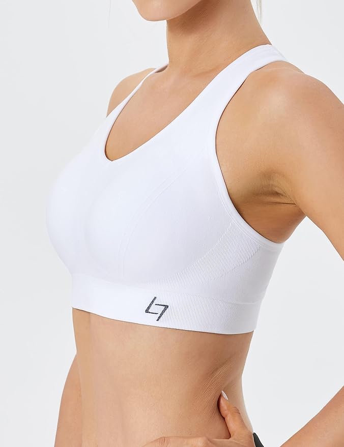 FITTIN Racerback Sports Bras for Women - Padded Comfortable Seamless Support for Yoga Workout Gym - for Plus Size Large Bust