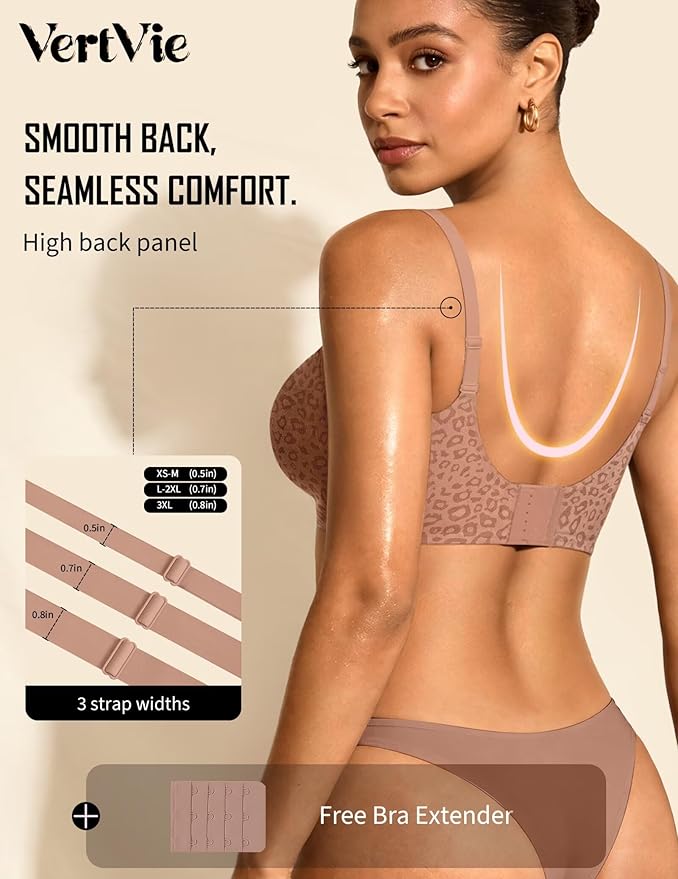 Vertvie Womens Seamless Jelly Bras No Underwire Comfort Push Up Bras Buttery Soft Wireless Bralette Full Coverage Sports Bra