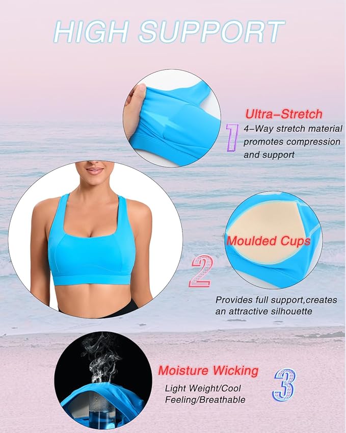 RUNNING GIRL Sports Bras for Women, Molded Cup High Impact Sports Bra Workout Bras for Women High Support Racerback