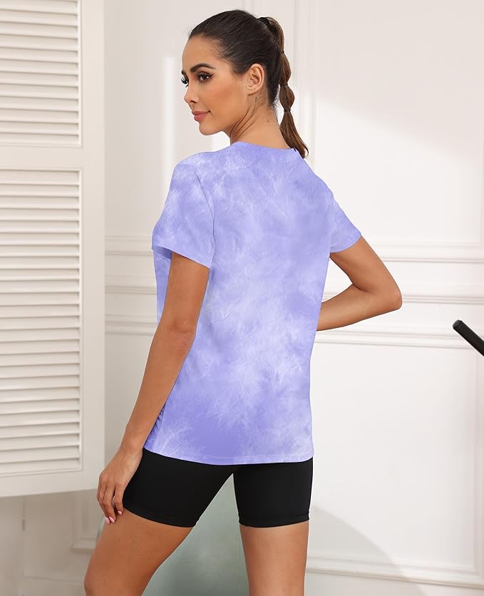 KevaMolly Workout Tops for Women UPF50+ Breathable Loose Fit Yoga T Shirts Short Sleeve Running Gym Athletic Tee Top