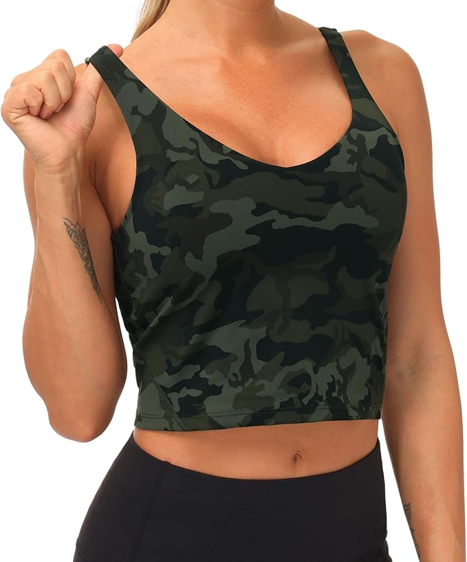 THE GYM PEOPLE Womens' Sports Bra Longline Wirefree Padded with Medium Support