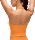 CRZ YOGA Butterluxe Halter Crop Tank Tops for Women - Open Back Padded Longline Sports Bras Workout Gym