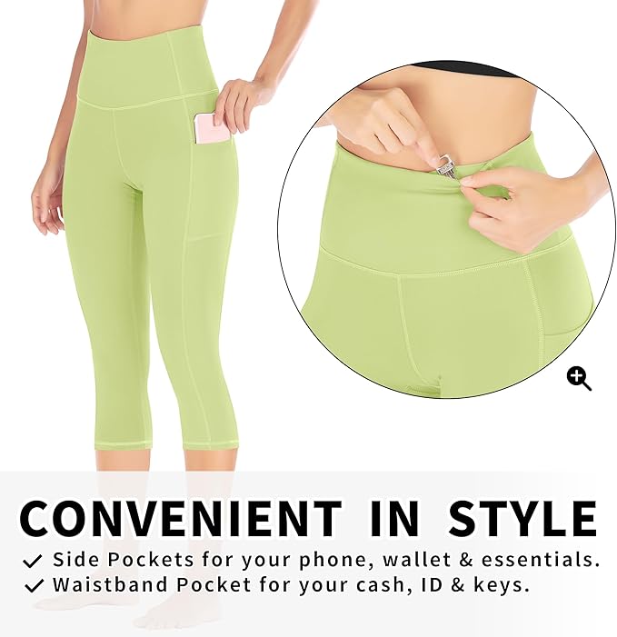 Ewedoos Capri Leggings for Women High Waisted Yoga Pants with Pockets for Women Tummy Control Workout Leggings Yoga Capris