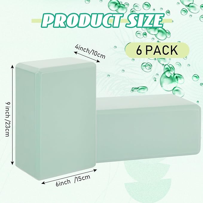 Wettarn 6 Pack Yoga Blocks 9 x 6 x 4 Inch Eva Foam Lightweight Non Slip Yoga Props for Yoga Pilates Stretching Meditation