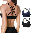 VEQKING Women's Cross Back Sports Bra Padded Strappy Medium Support Yoga Bra for Workout Fitness 3 Pack